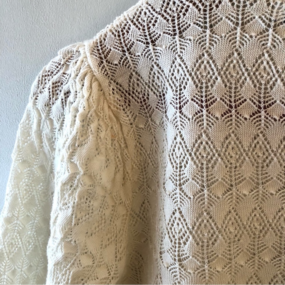 Zara Cream Lace-Knit Ruffled Turtleneck Sweater - Picture 7 of 9